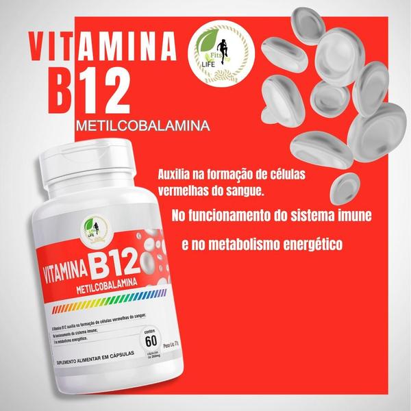 Imagem de Kit C/8 Vitamina B12 Metilcobalamina 60 cápsulas - Fits Life