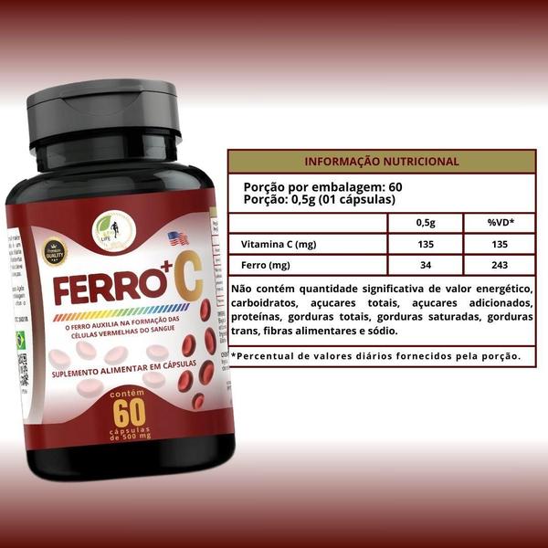 Imagem de KIT C/9 Ferro Vitamina C Quelado Premium 60 Cáps - Fits Life