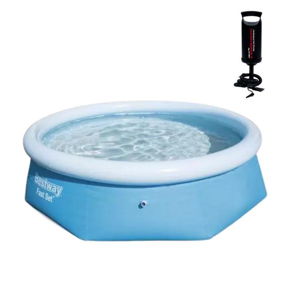 Imagem de KIT C/ Piscina Bestway 2300 Litros Inflável + BOMBA DE AR