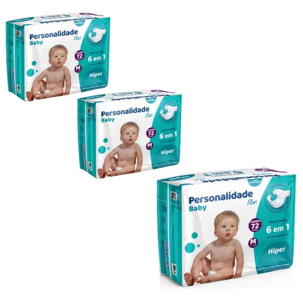 Imagem de Kit C3 Fralda Infantil Baby Plus M C72 - Personalidade