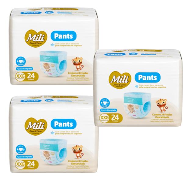 Imagem de Kit C3 Fralda Pants Premium XXG C24 - Mili Love&Care