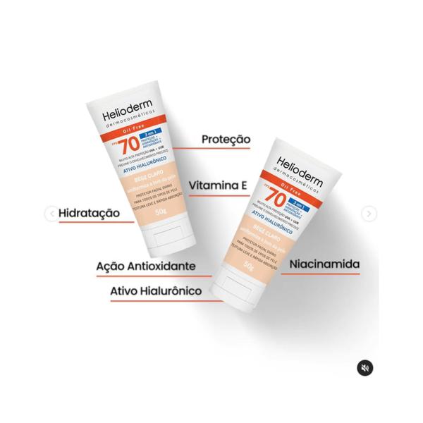 Kit C3 Protetor Solar Com Cor Facial 2.0 Helioderm - Protetor