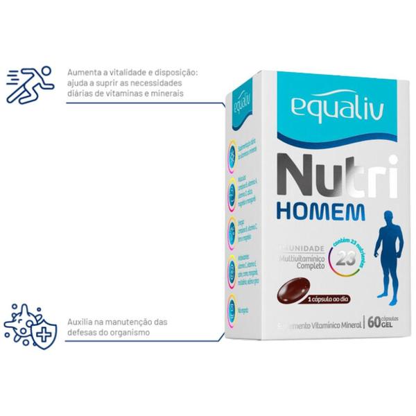 Imagem de Kit C3 Suplemento Vitamínico Nutri Homem C60 caps  Equaliv