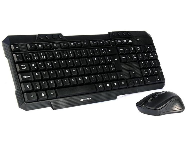 Imagem de Kit C3 Tech Teclado E Mouse Usb Abnt2 Preto Sem Fio K-W10Bk