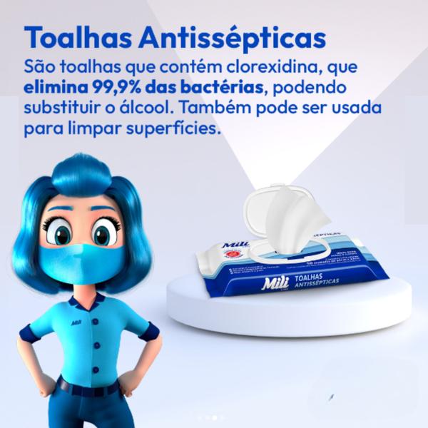 Imagem de Kit C3 Toalhas Umedecidas Antissépticas Higiene e Praticidade C50 - Mili