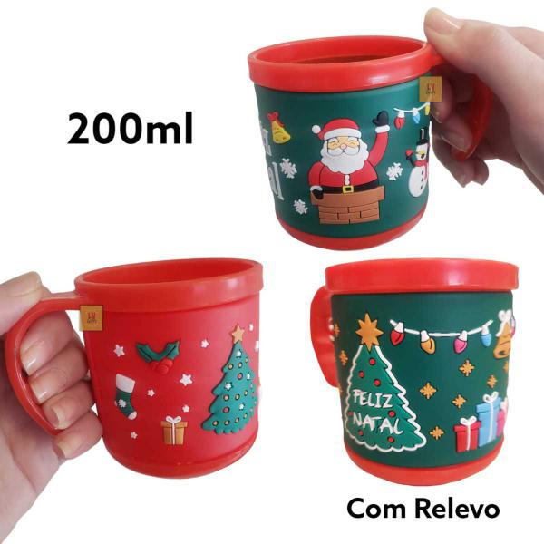 Imagem de KIT C8 Canecas Natal 200ml Lembrança Presente PapaiNoel