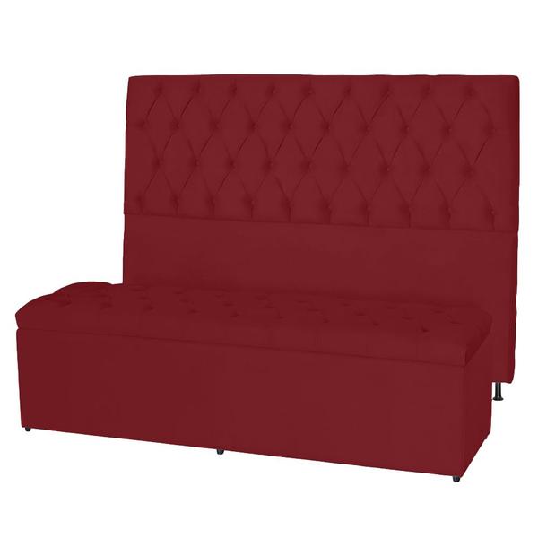 Imagem de Kit Cabeceira 100Cm p/ Cama Box Solteiro + Baú 100Cm Calçadeira Estofada Jade Suede Vermelho