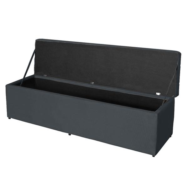 Imagem de Kit Cabeceira 158Cm p/ Cama Box Queen + Baú 158Cm Calçadeira Estofada Helena Suede Grafite