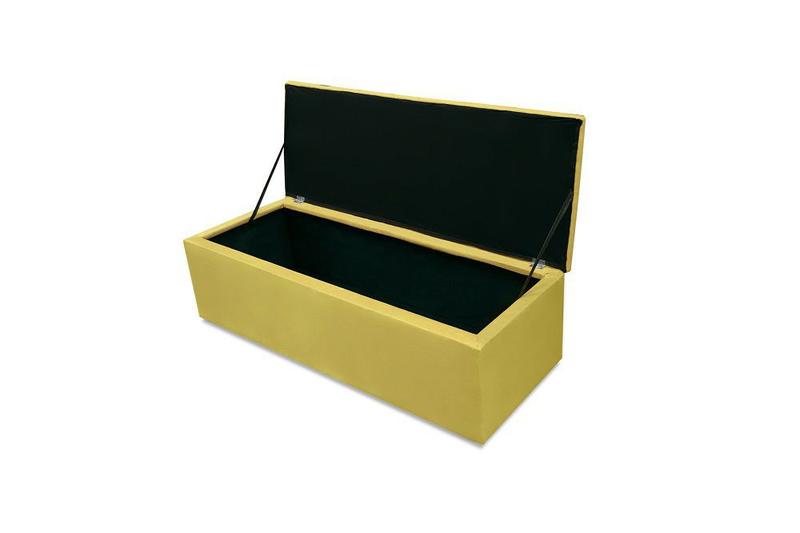 Imagem de Kit cabeceira anjos casal mais calçadeira 140cm suede amarelo