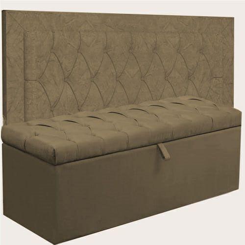 Imagem de Kit Cabeceira Bianca + Calçadeira Itália Casal 140 CM Suede Camurça - D A Decor