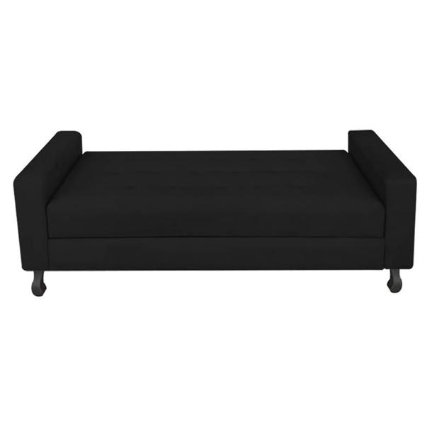 Imagem de Kit Cabeceira Brenda com Recamier Felix 1,95 cm King Size Baú Quarto Sala Suede Preto - Damaffe Móveis