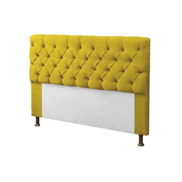 Imagem de Kit Cabeceira + Calçadeira Baú Sofia Queen 160cm material sintético Amarelo - LM DECOR