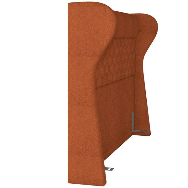 Imagem de Kit Cabeceira Cama Box Casal 140 cm Madrid com Puff Recamier Santorini P05 Bouclê Terracota - Lyam Decor