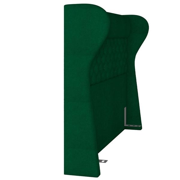 Imagem de Kit Cabeceira Cama Box Casal 140 cm Madrid com Puff Recamier Santorini P05 Bouclê Verde - Lyam Decor