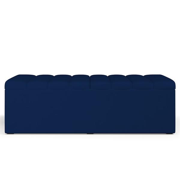 Imagem de Kit Cabeceira Cama Box Casal 140cm Calçadeira Recamier Baú Dália W01 Facto Azul Marinho - Lyam Decor