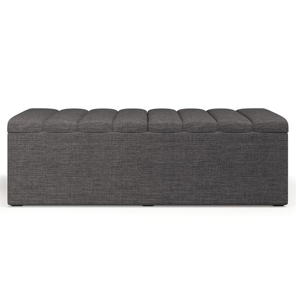 Imagem de Kit Cabeceira Cama Box Casal 140cm Calçadeira Recamier Baú Dália W01 Linho Cinza Escuro - Lyam Decor