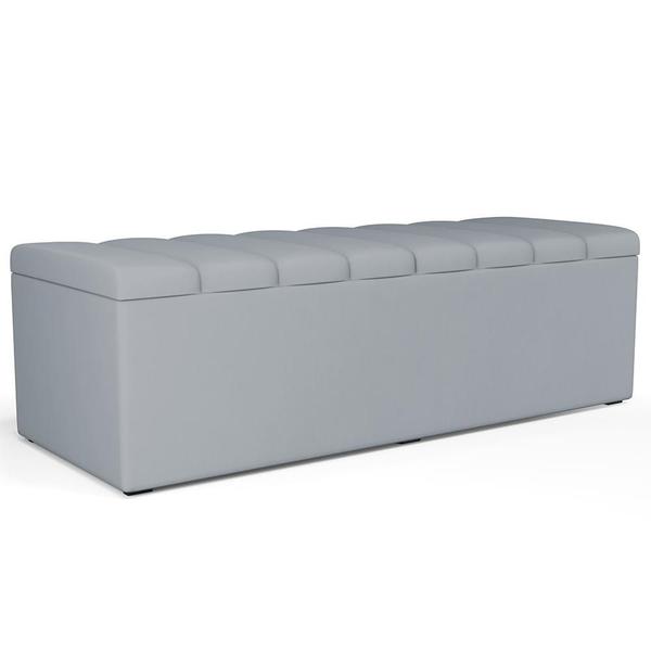 Imagem de Kit Cabeceira Cama Box Casal 140cm Com Calçadeira Recamier Baú Dália W01 Suede Cinza - Lyam Decor