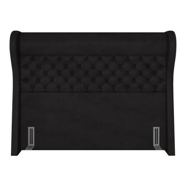 Imagem de Kit Cabeceira Cama Box Casal 195 cm Madrid com Puff Recamier Santorini P05 material sintético Preto - Lyam Decor