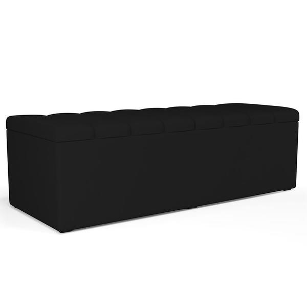 Imagem de Kit Cabeceira Cama Box Casal King 195cm com Calçadeira Baú Dália W01 Suede Preto - Lyam