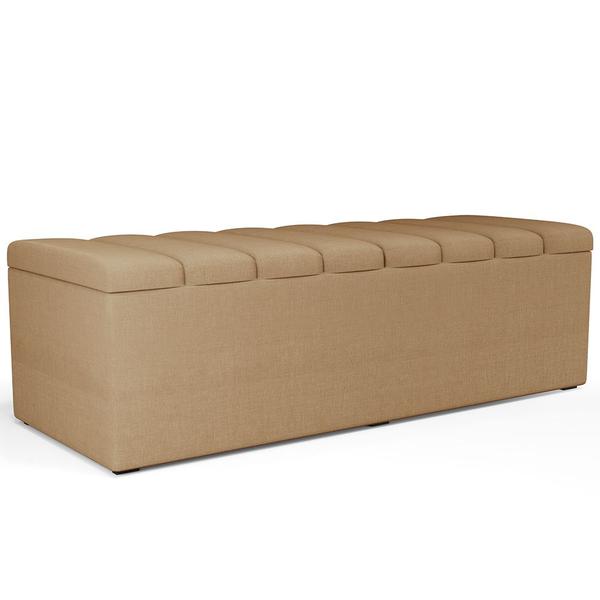 Imagem de Kit Cabeceira Cama Box Casal Queen 160cm Calçadeira Baú Dália W01 Linho Bege Escuro - Lyam Decor