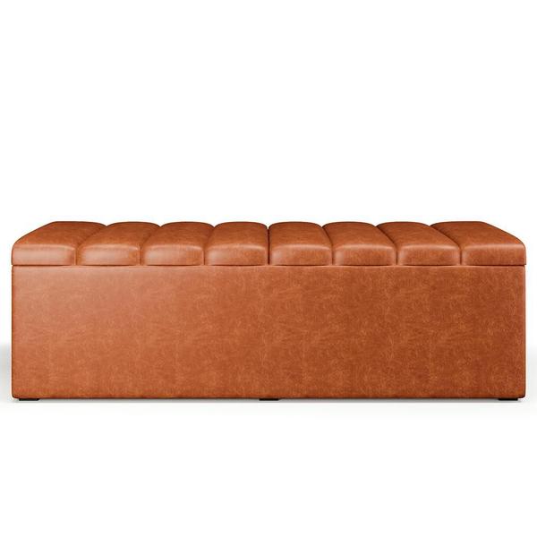 Imagem de Kit Cabeceira Cama Box Casal Queen 160cm Calçadeira Baú Dália W01 Material Sintético Camel - Lyam Decor