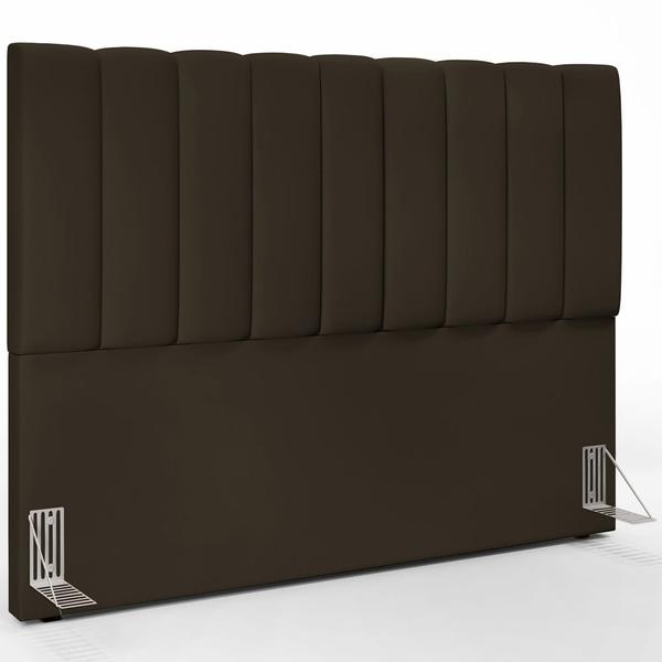 Imagem de Kit Cabeceira Cama Box Casal Queen 160cm Com Calçadeira Baú Dália W01 Suede Marrom - Lyam Decor