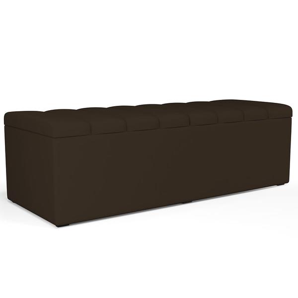 Imagem de Kit Cabeceira Cama Box Casal Queen 160cm Com Calçadeira Baú Dália W01 Suede Marrom - Lyam Decor