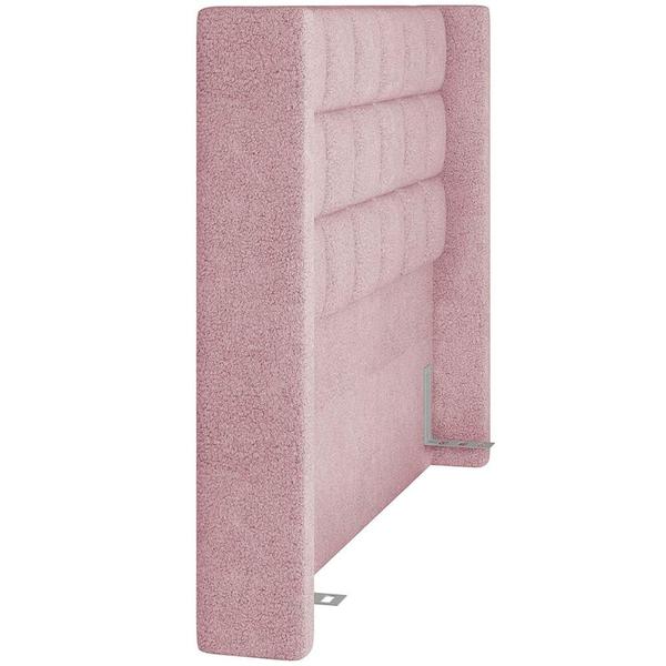 Imagem de Kit Cabeceira Cama Box Paris 160 cm com Puff Recamier Itália P05 Bouclê Rosê - Lyam Decor