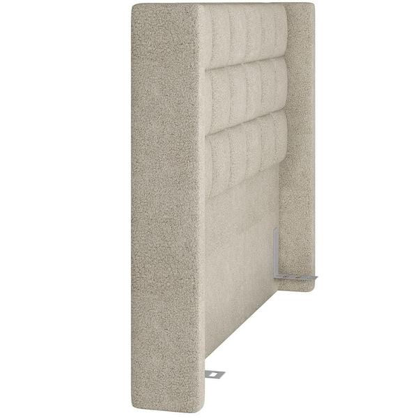 Imagem de Kit Cabeceira Cama Box Paris 195 cm com Puff Recamier Itália P05 Bouclê Creme - Lyam Decor