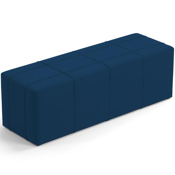 Imagem de Kit Cabeceira Cama Box Queen 160cm com Calçadeira Roma W01 Suede Azul Marinho- Lyam