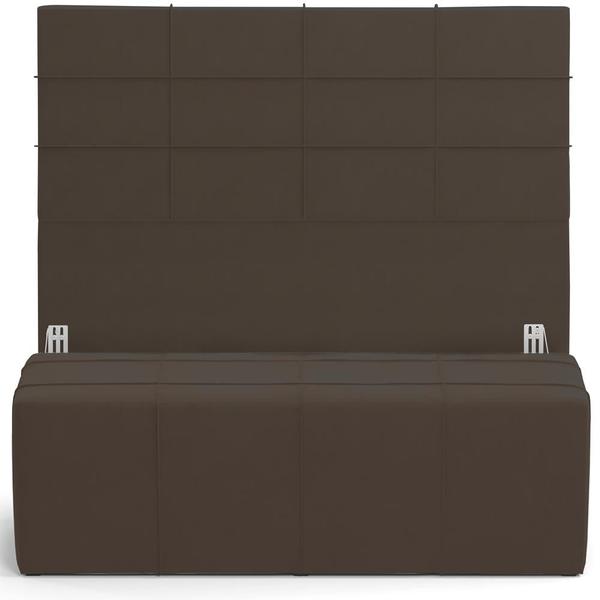 Imagem de Kit Cabeceira Cama Box Queen 160cm com Calçadeira Roma W01 Suede Marrom- Lyam