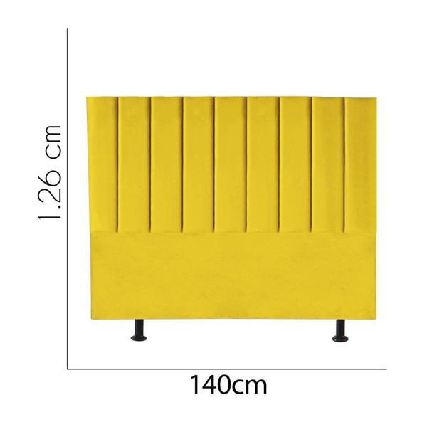 Imagem de Kit Cabeceira Carla e Calçadeira Industrial 140cm Casal Box Ferro Branco material sintético Amarelo - Ahazzo Móveis