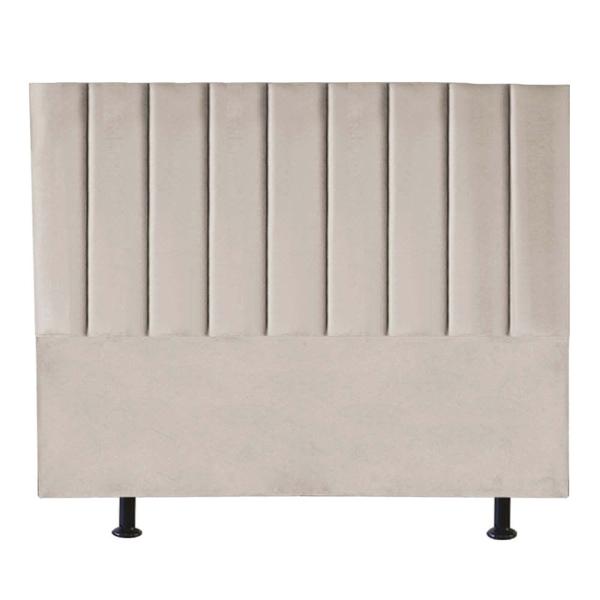 Imagem de Kit Cabeceira Carla e Calçadeira Industrial 140cm Casal Box Ferro Branco Suede Bege - Ahazzo Móveis