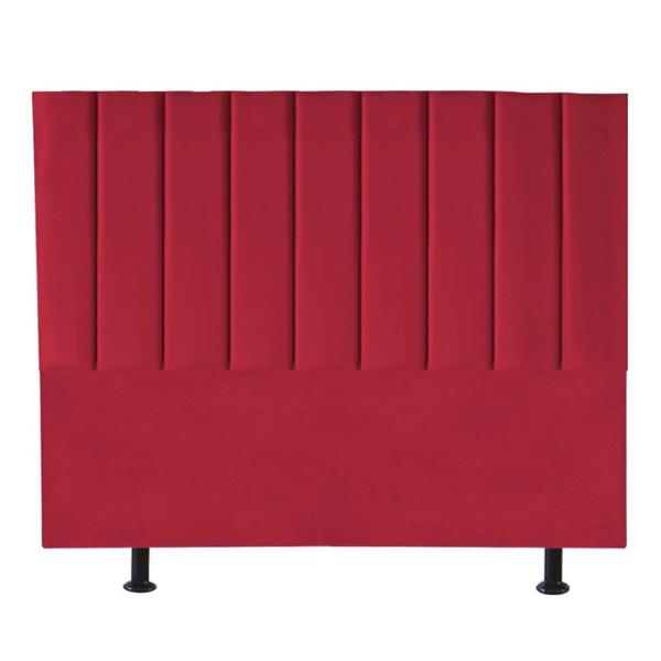 Imagem de Kit Cabeceira Carla e Calçadeira Industrial 140cm Casal Box Ferro Branco Suede Vermelho - Ahazzo Móveis