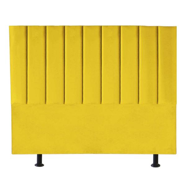 Imagem de Kit Cabeceira Carla e Calçadeira Industrial 140cm Casal Box Ferro Bronze Sintético Amarelo - Ahz Móveis