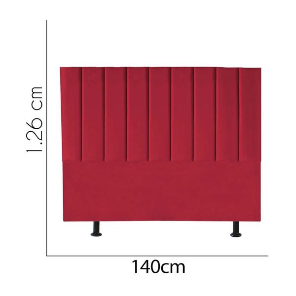 Imagem de Kit Cabeceira Carla e Calçadeira Industrial 140cm Casal Box Ferro Prata Suede Vermelho - Ahz Móveis