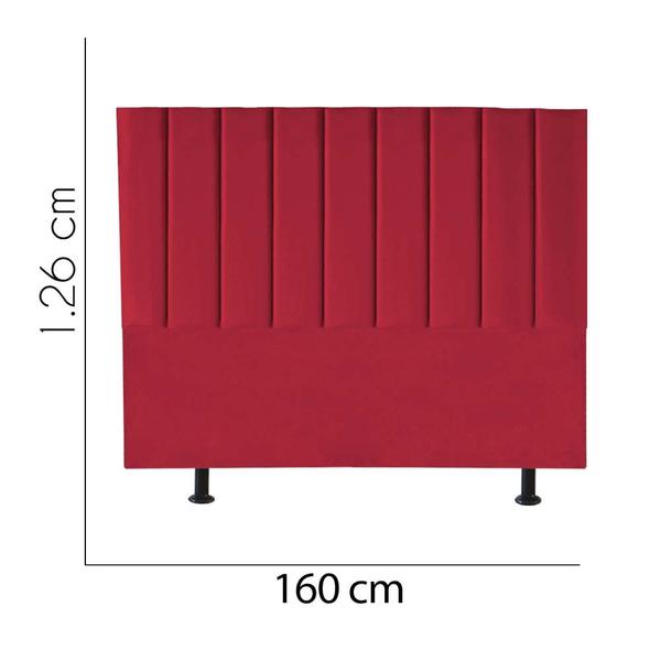 Imagem de Kit Cabeceira Carla e Calçadeira Industrial 160cm Queen Size Box Ferro Marrom material sintético Vermelho - Ahz Móveis