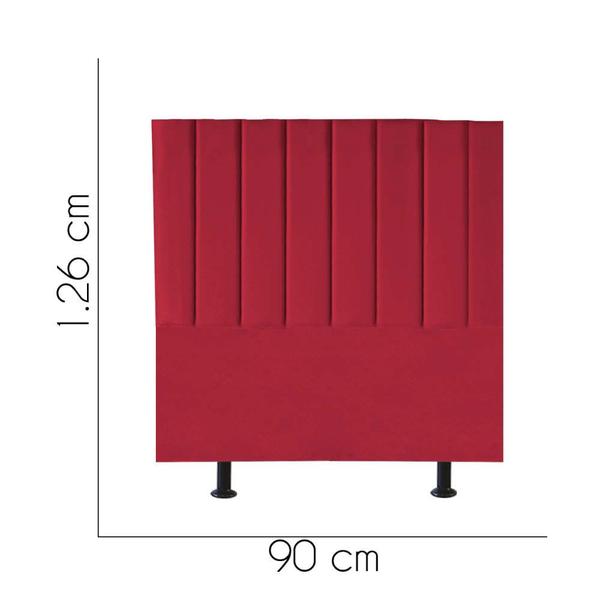 Imagem de Kit Cabeceira Carla e Calçadeira Industrial 90cm Solteiro Box Ferro Branco material sintético Vermelho - Ahazzo Móveis