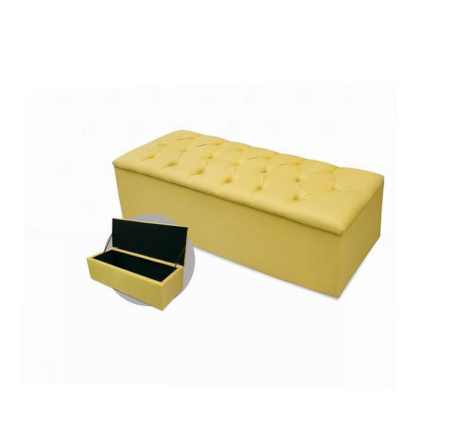 Imagem de Kit cabeceira cristal king mais calçadeira 195cm suede amarelo