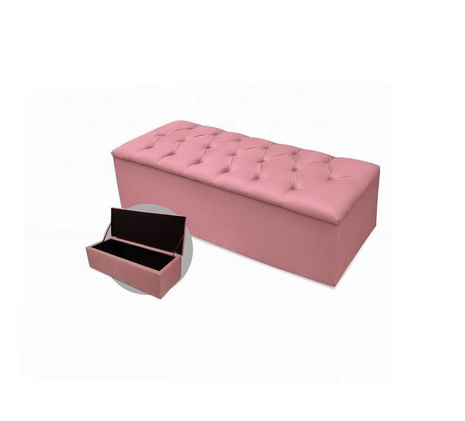 Imagem de Kit cabeceira cristal king mais calçadeira 195cm suede rosa