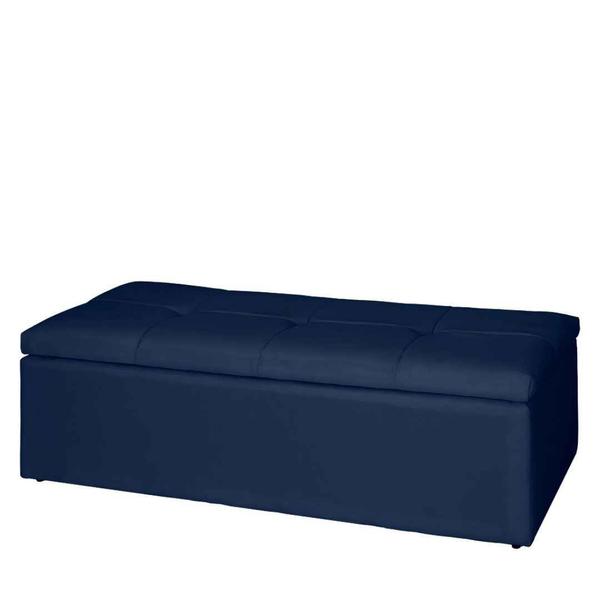 Imagem de Kit Cabeceira de Cama Box Casal com Recamier Carol 140 cm material sintético Azul Marinho - Móveis Mafer