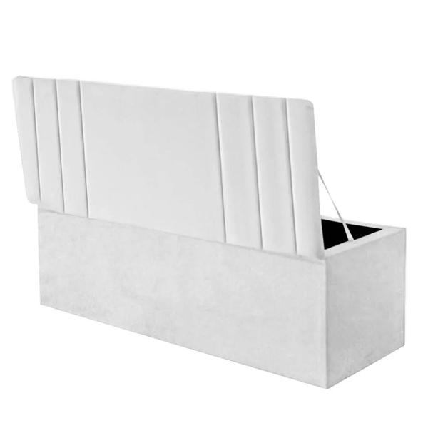 Imagem de Kit Cabeceira de Cama Box Casal Com Recamier Emi 140 CM material sintético Branco - Móveis Mafer