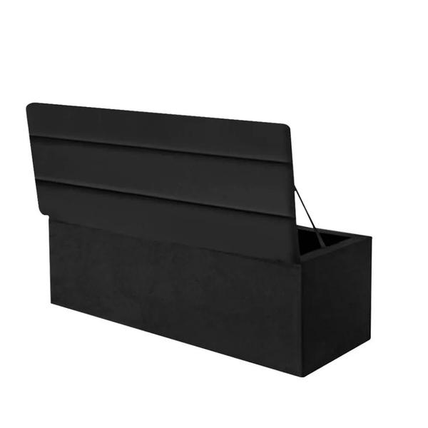 Imagem de Kit Cabeceira de Cama Box Casal Com Recamier Naomi 140 CM Suede Preto - Móveis Mafer