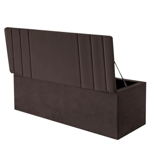 Imagem de Kit Cabeceira de Cama Box King Com Recamier Emi 195 CM Suede Marrom - Móveis Mafer