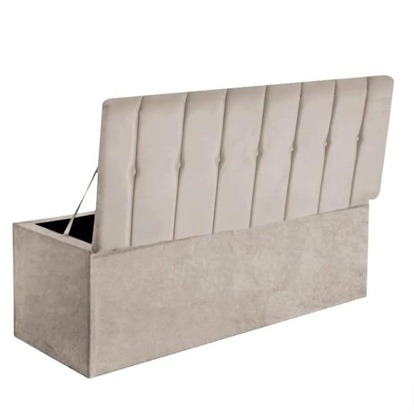 Imagem de Kit Cabeceira de Cama Box Queen Com Recamier Akira 160 CM Suede Bege - Móveis Mafer