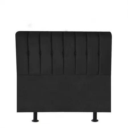 Imagem de Kit Cabeceira de Cama Box Queen Com Recamier Akira 160 CM Suede Preto - Móveis Mafer