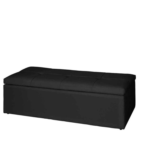 Imagem de Kit Cabeceira de Cama Box Queen com Recamier Carol 160 cm material sintético Preto - Móveis Mafer