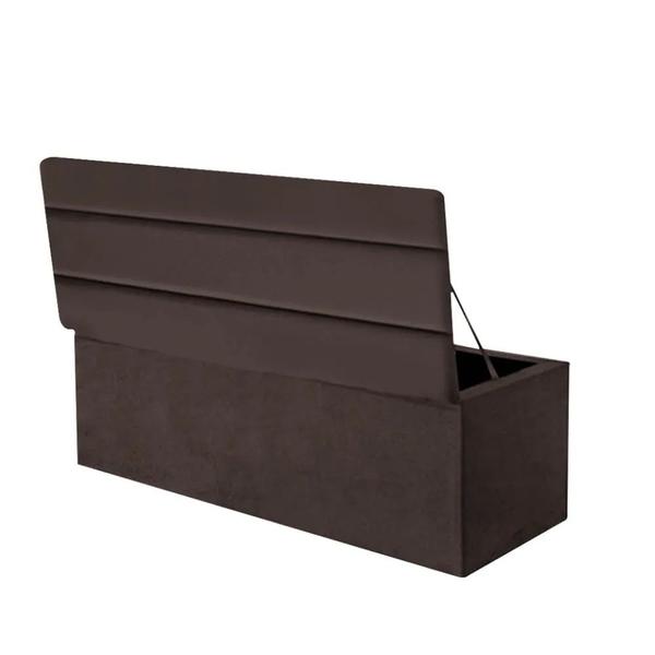 Imagem de Kit Cabeceira de Cama Box Queen Com Recamier Naomi 160 CM Suede Marrom - Móveis Mafer