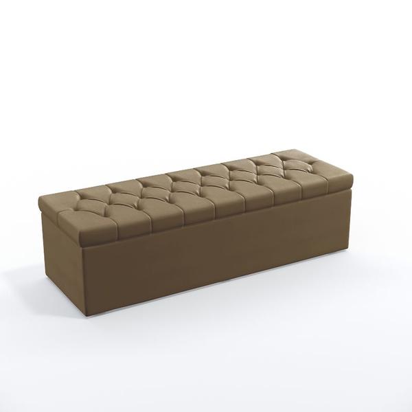 Imagem de Kit Cabeceira Decorativa Para Cama Box Pegasus e Calçadeira Sagitarius 160 Para Cama Queen Sued Capuccino Aradecor