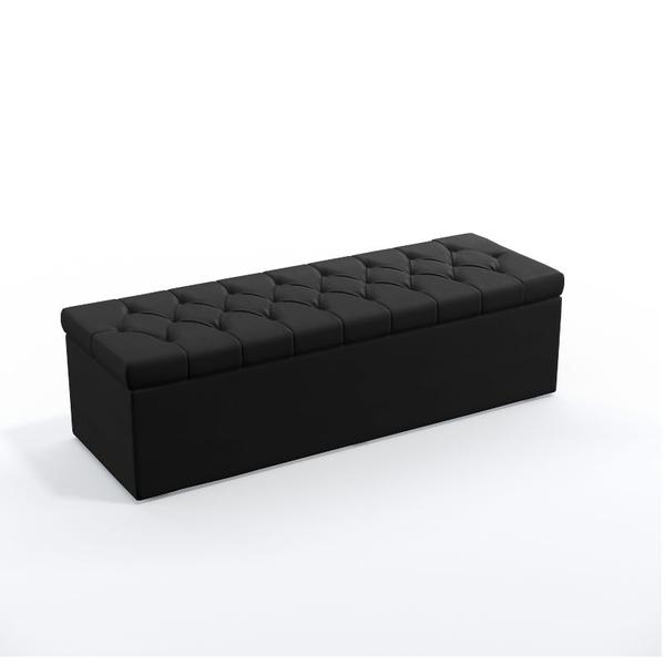 Imagem de Kit Cabeceira Decorativa Para Cama Box Pegasus e Calçadeira Sagitarius 195 Para Cama King Sued Preto Aradecor